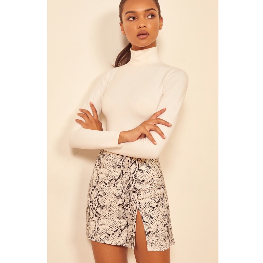 Reformation Margot Snake Print Crepe Mini Skirt